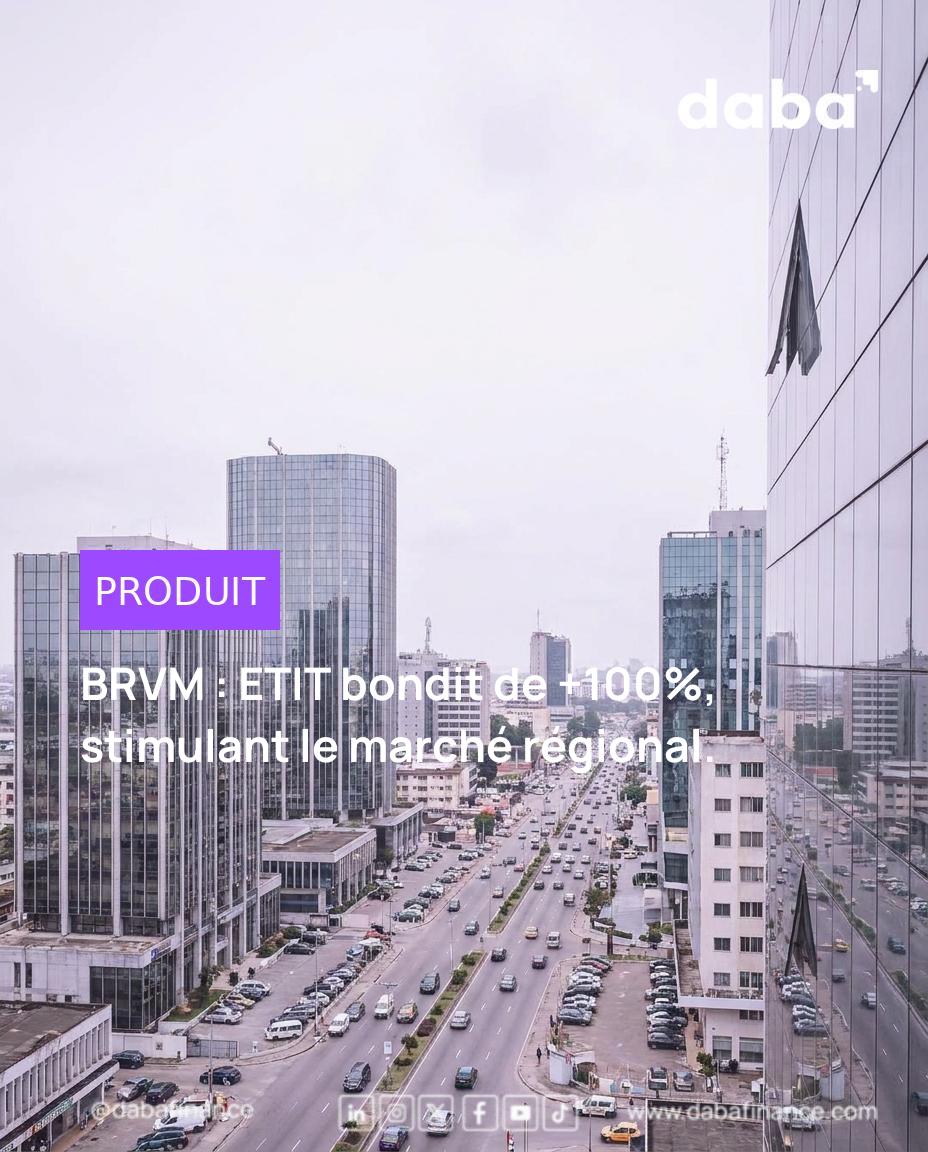 Graphique boursier montrant une tendance haussière avec des logos d'entreprises africaines comme Ecobank et Uniwax.