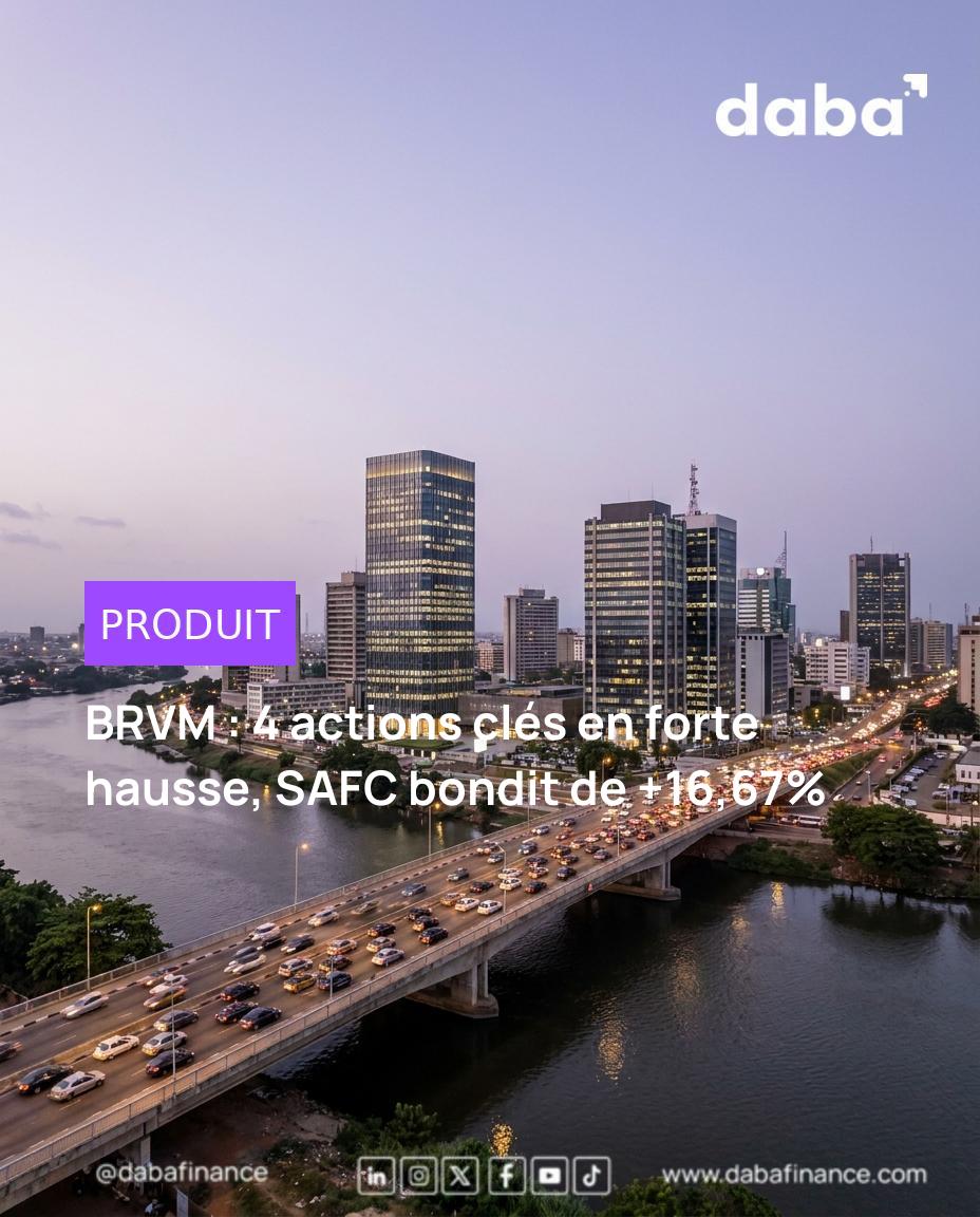 Graphique boursier montrant des actions de la BRVM en hausse, avec des flèches vertes et des symboles de croissance, représentant le dynamisme du marché ouest-africain.