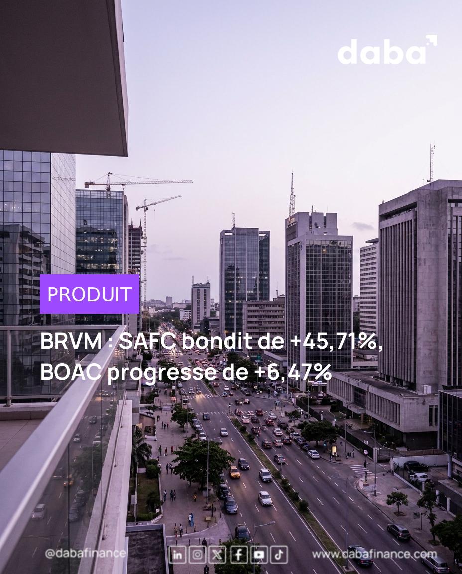 Graphique des performances boursières des actions SAFC et BOAC sur la BRVM.